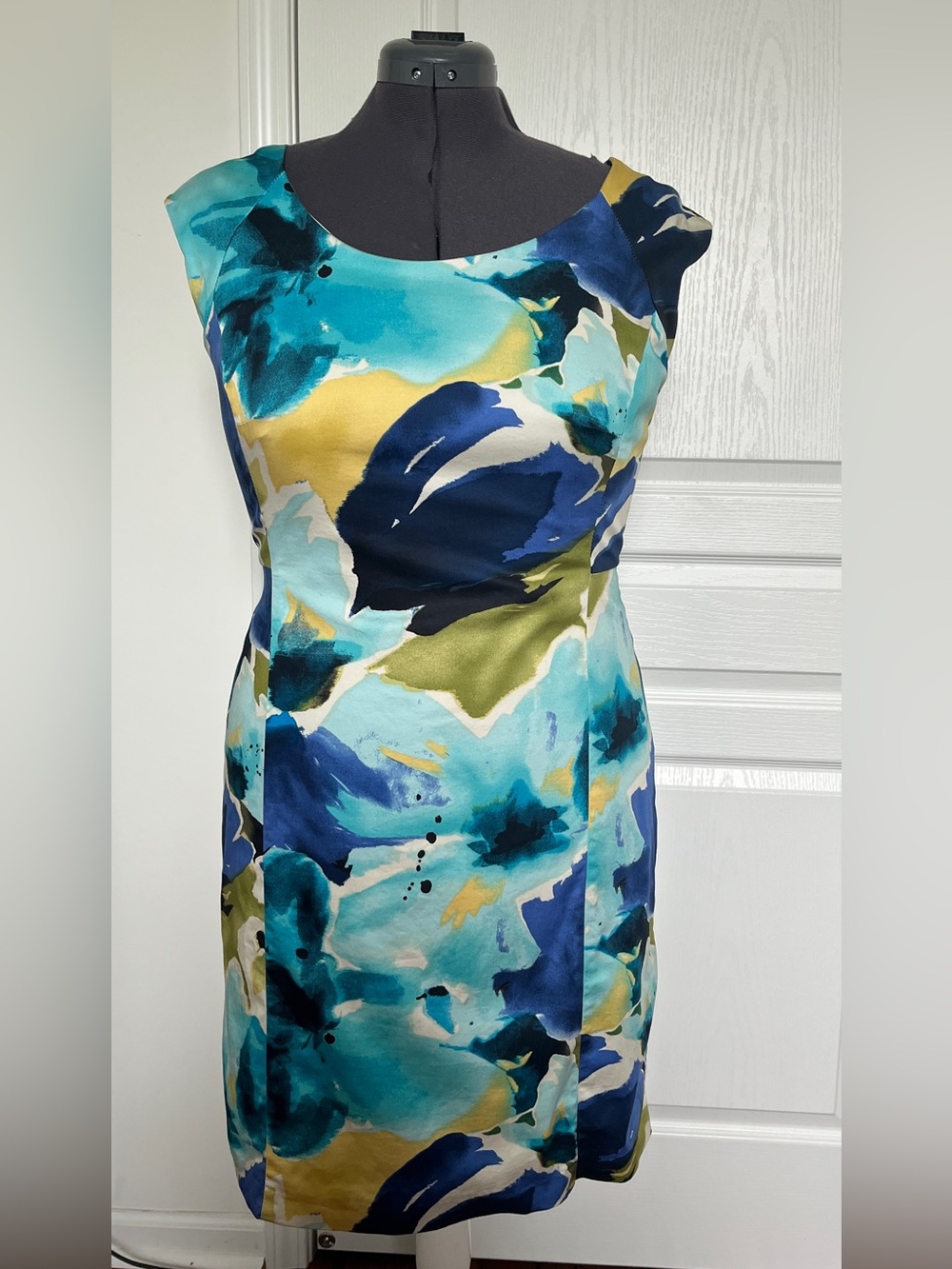 Apt. 9 Teal, Navy & Olive Floral Midi Dress